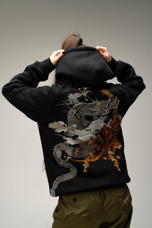 Hoodie Dragon Red Black